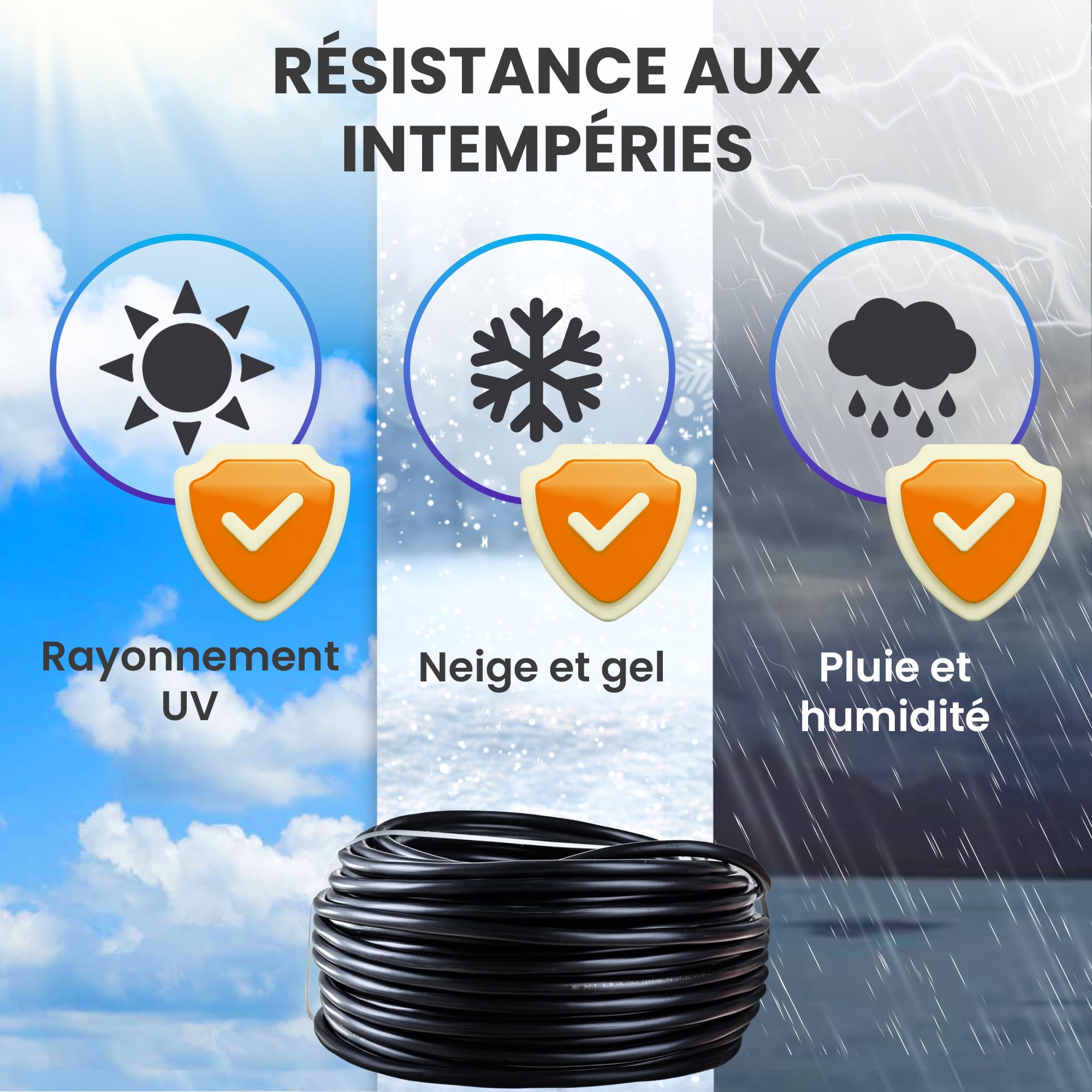 EXTRALINK Câble Ethernet CAT5e 100M pour Extérieur, Câble Réseau LAN – 100% Cuivre, blindé F/UTP, compatible PoE, résistant aux UV, avec gaine extérieure en PE durable et résistante aux intempéries