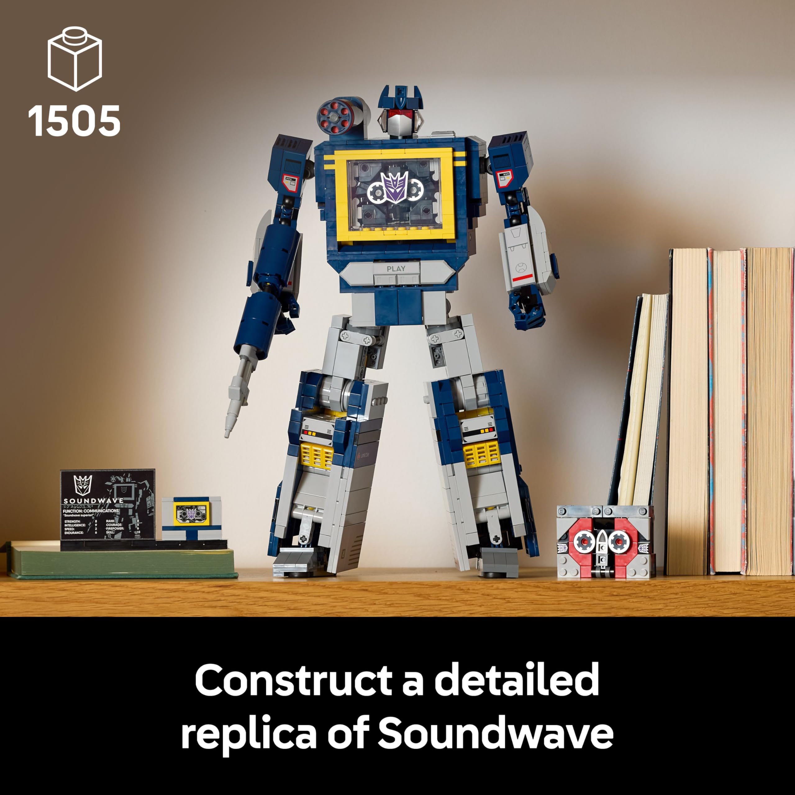 LEGO Icons Transformers: Soundwave Set for Adults, Display Model Kit with Convertible Figures incl. Laserbeak & Ravage - Image 2