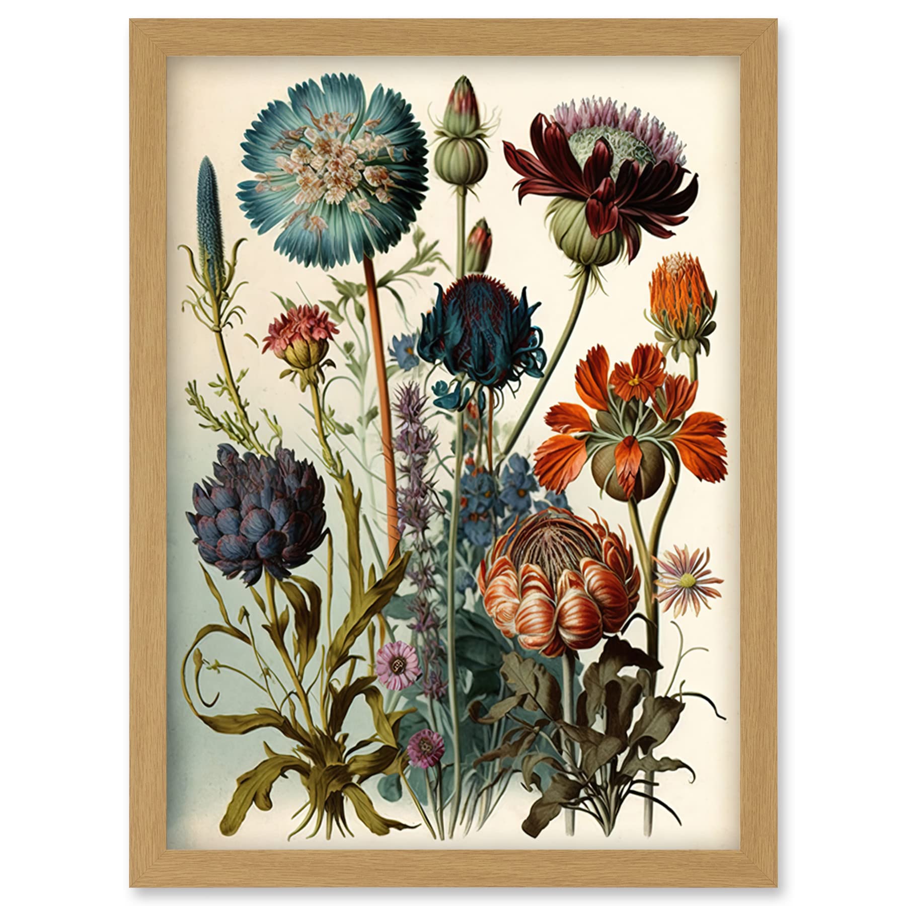 Watercolour Plant Study Print - Ernst Haeckel Inspired Botanical Illustration - Framed A4 Wall Art