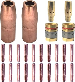 ZINGER Mig Welding Gun Accessory 0.035"Kit for Miller M-25 40 Hobart H Gun | Tip-Nozzle-Diffuser 0.035" Kit w/20pk WeldingTips 000-068 0.035",2pk Gas Nozzles 200-258 1/2",2pk Gas Diffuser 169-728