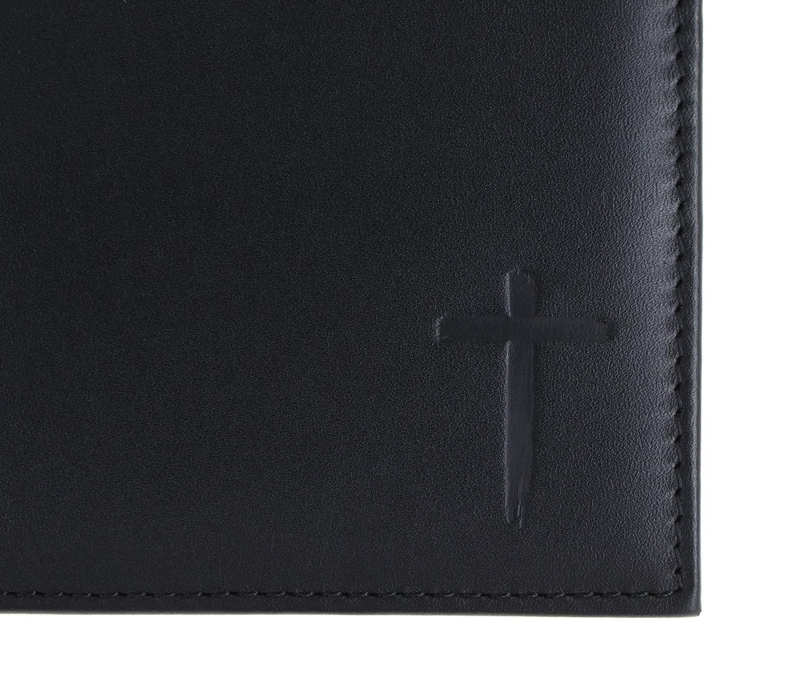 Oxmox Leder Geldbörse Leather RFID Protect Querscheinbörse Freedom Cross Embossed Black schwarz