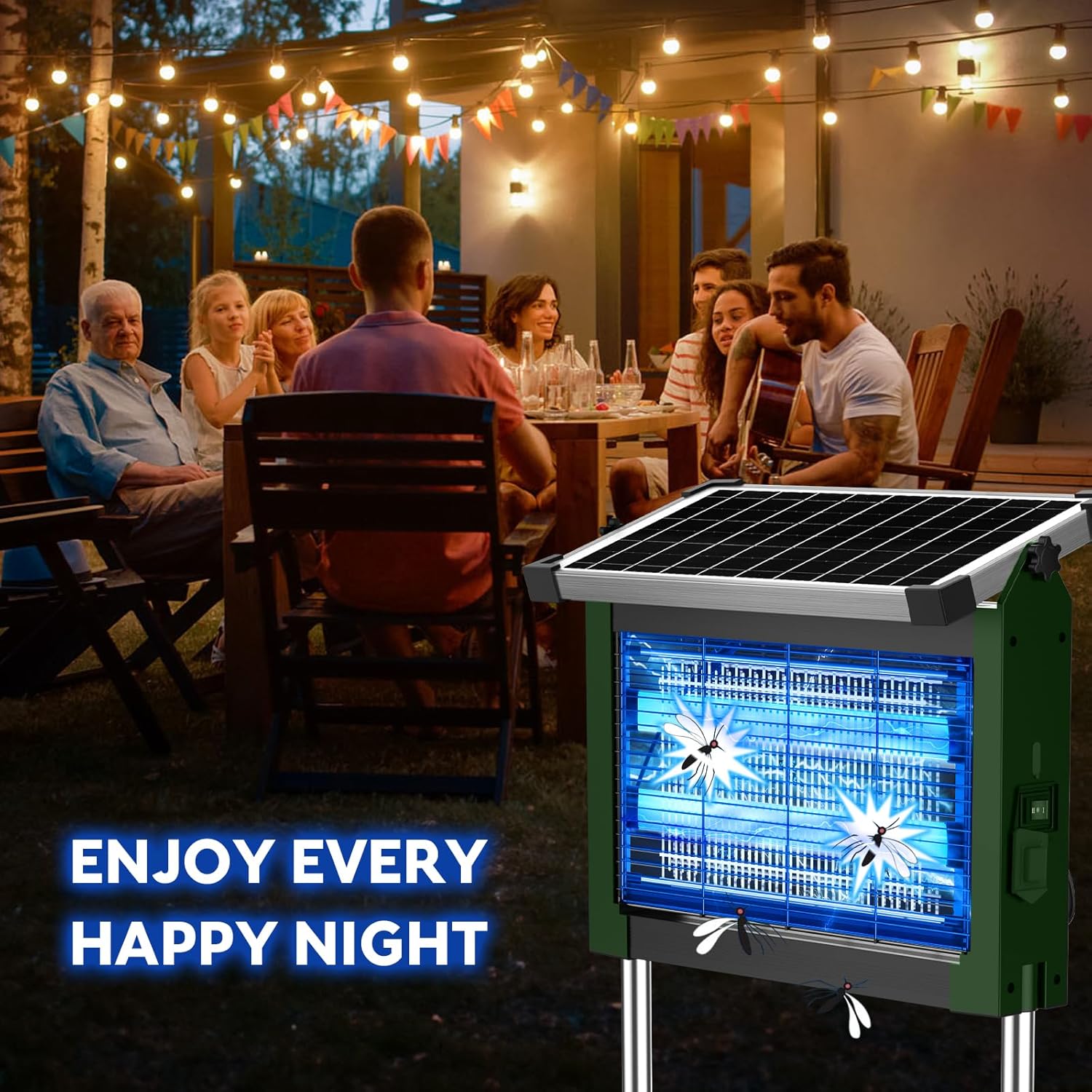 Solar Bug Zapper Outdoor 4500V & 4-in-1 Mosquito Zapper with Flame RGB Light
