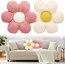 Pack of 2 Flower Cushions, 40 x 40 cm Cushion Flowers Cute Decor Cushion Nursery Tatami Flower Shaped Flower Seat Cushion Plush Floor Cushion Soft Petal Cushion for Car Bed Sofa Floor