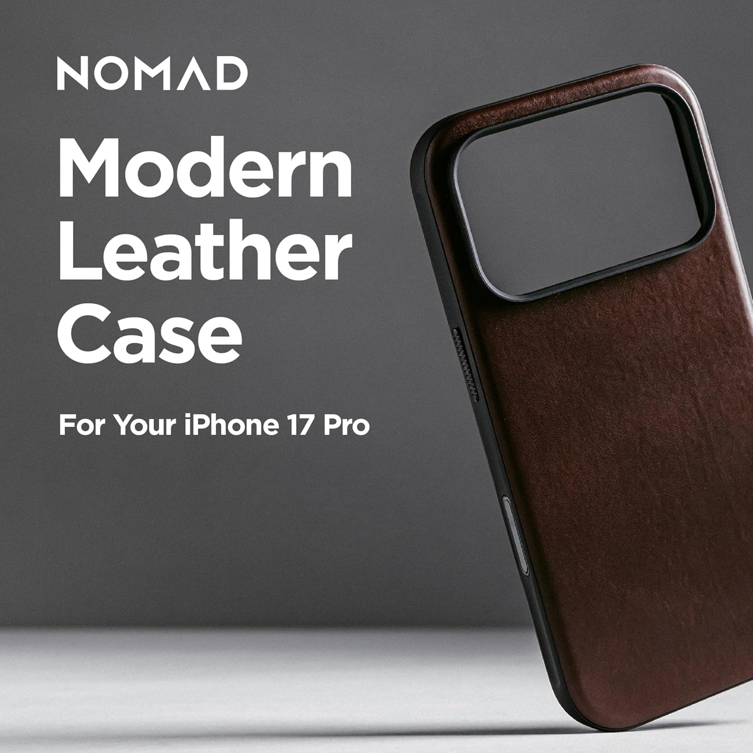 NOMAD Modern Leather Case Brown Compatible with iPhone 17 Pro Leather Magsafe Charging Compatible Phone Case for iPhone 17 Pro