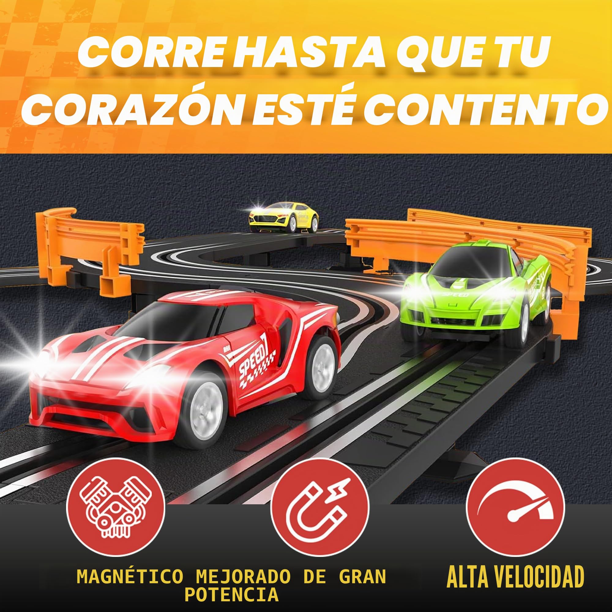 Atlasonix Juegos de pistas de carreras de coches de ranura, pista de carreras y accesorios, pista de vehículos de carreras eléctrica, pista de carreras eléctrica dual para niñas y niños a partir de 5