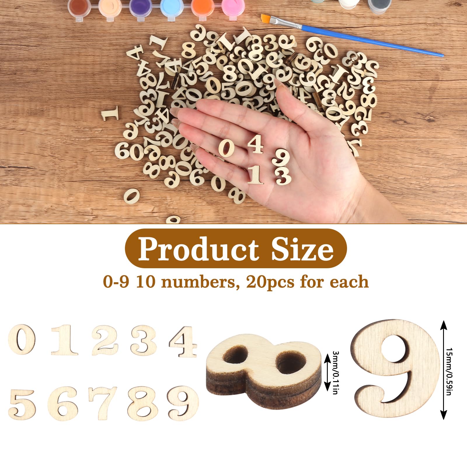 100 Houten Cijfers 0-9 (15 Mm, 3 Mm Dik) – Perfect Voor Knutselen, Bruiloft, Decoratie & Leerdoeleinden