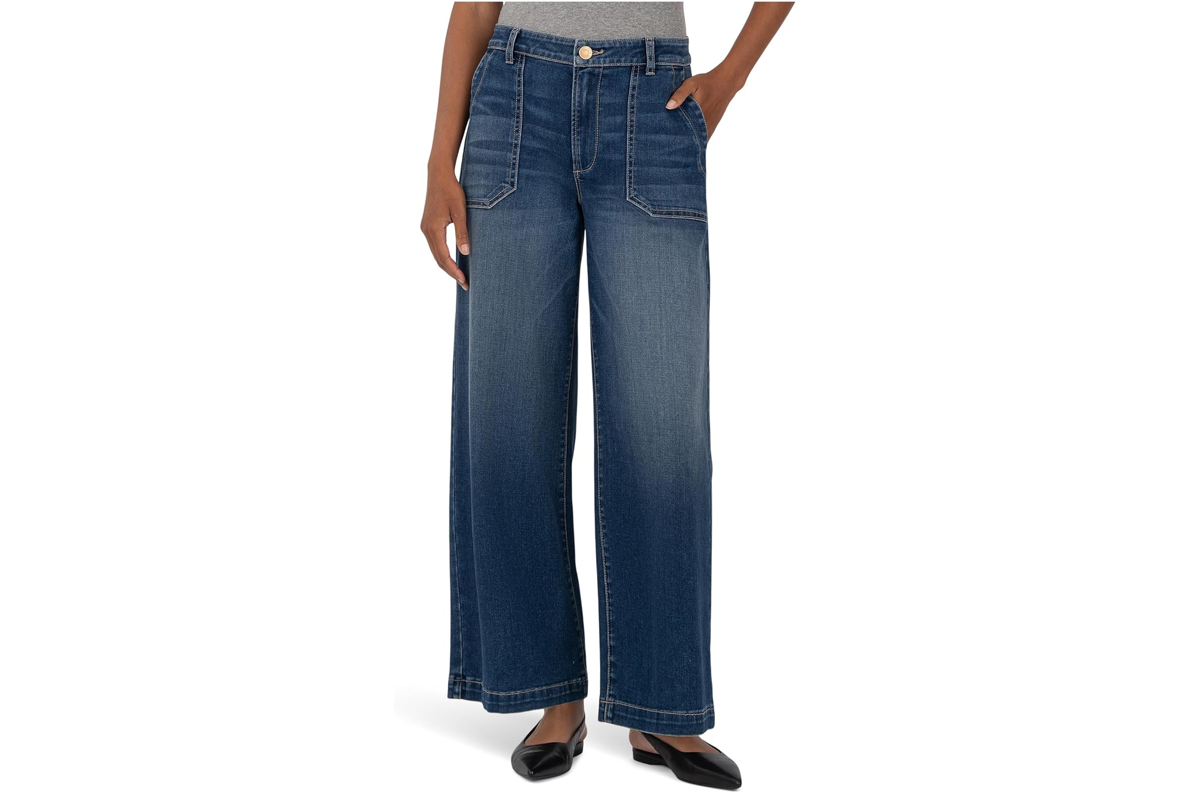 Брюки KUT from the Kloth Meg High-rise Wide Leg Pants W/ Pork Chop Pockets