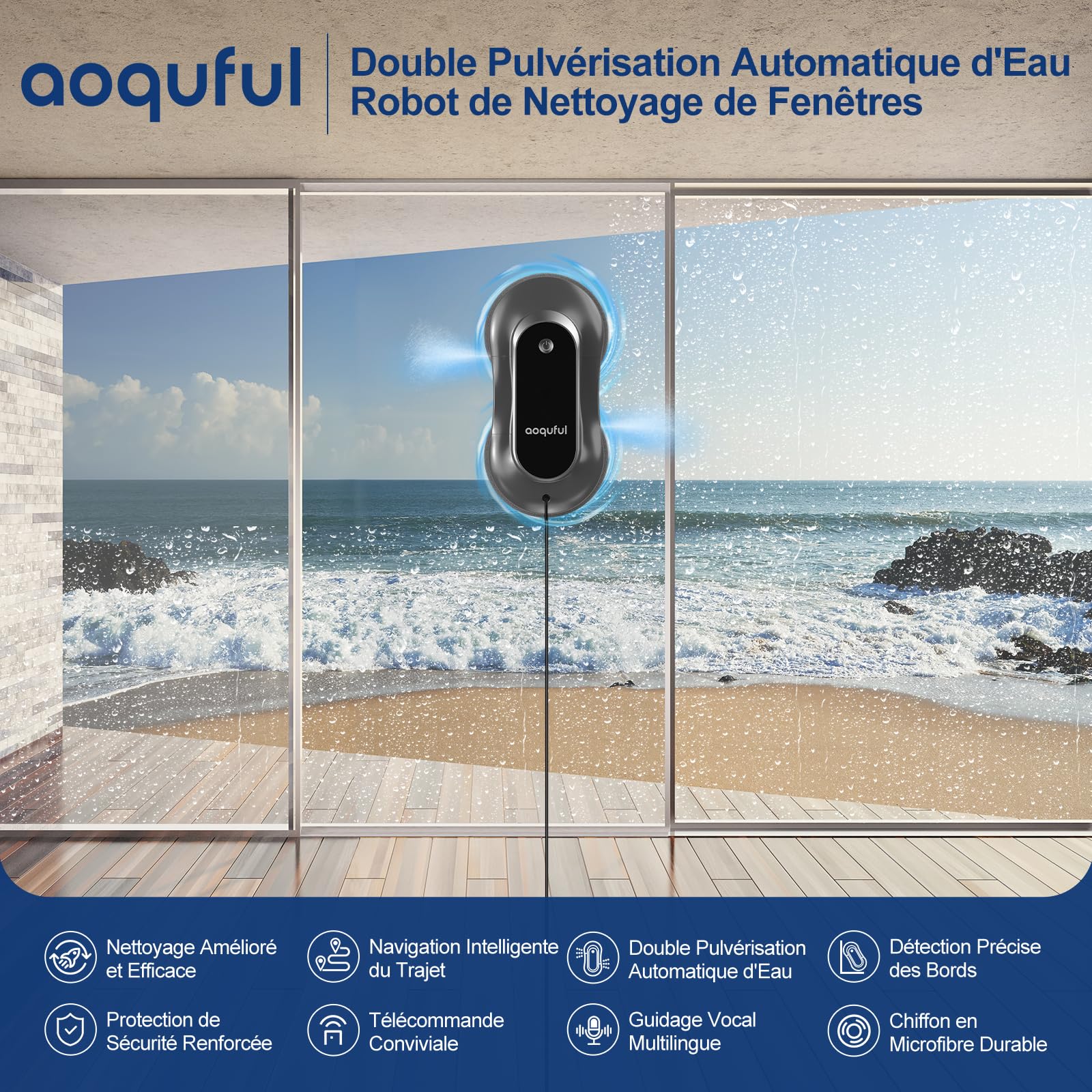 Robot Laveur de vitre IA Double pulvérisation avec Application