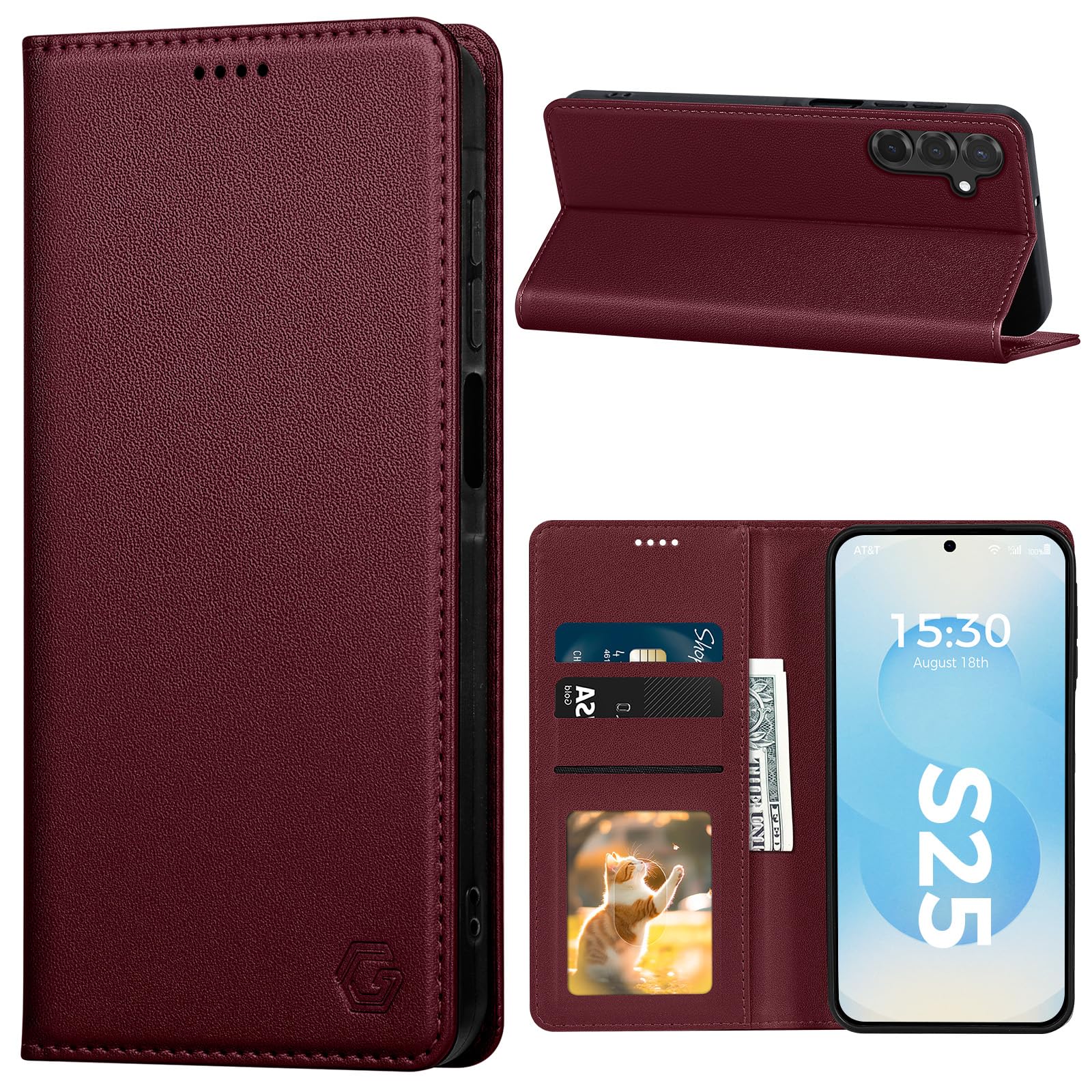 Kirnntca Handyhülle für Samsung Galaxy Hülle, Kartenfach Premium PU Leder Klapphülle Schutzhülle, Standfunktion Tasche Flip Case für Samsung Galaxy Hülle
