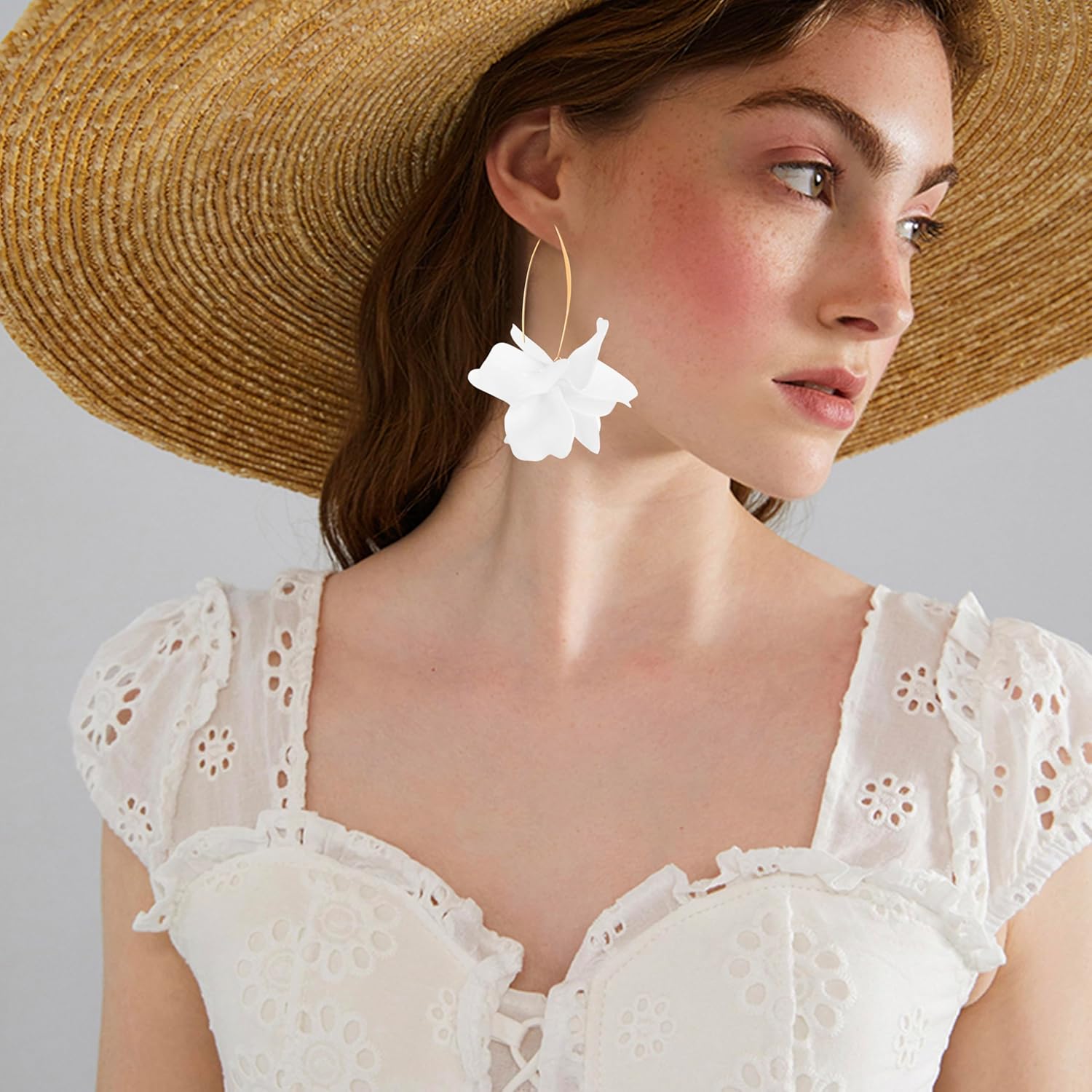 GPASTG Handmade Bohemian Acrylic Flower Petal Dangle Drop Earrings Long Big Rose Floral Earrings for Women - Image 4