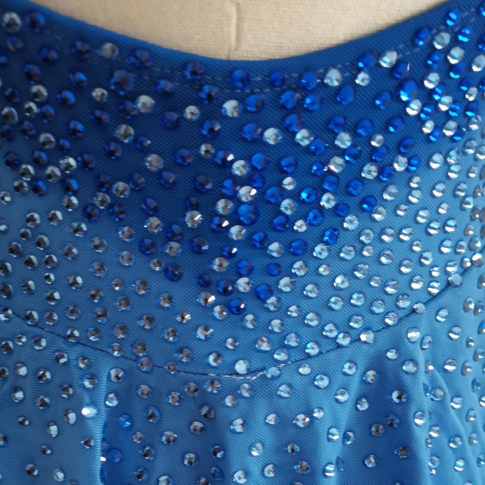 LIUHUO Azul Patinaje Artístico Vestido Niñas Manga Larga Concurso Rendimiento