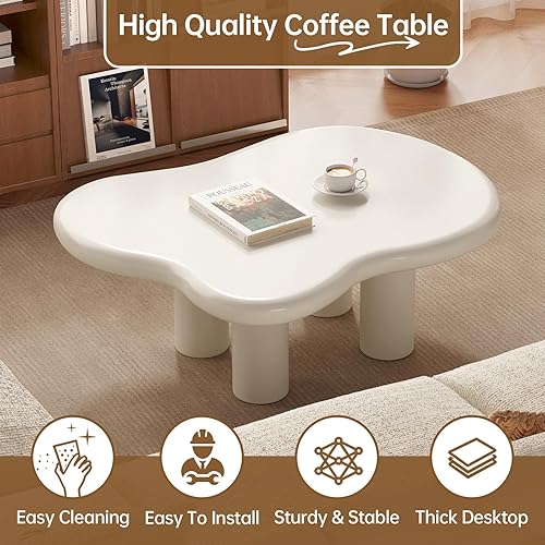 Miniatura 3 de HOTICKME - Mesa auxiliar Cloud para sala de estar, mesa de té moderna de 41.02 pulgadas con 3 patas, mesa auxiliar de estilo simple, mesas de centro