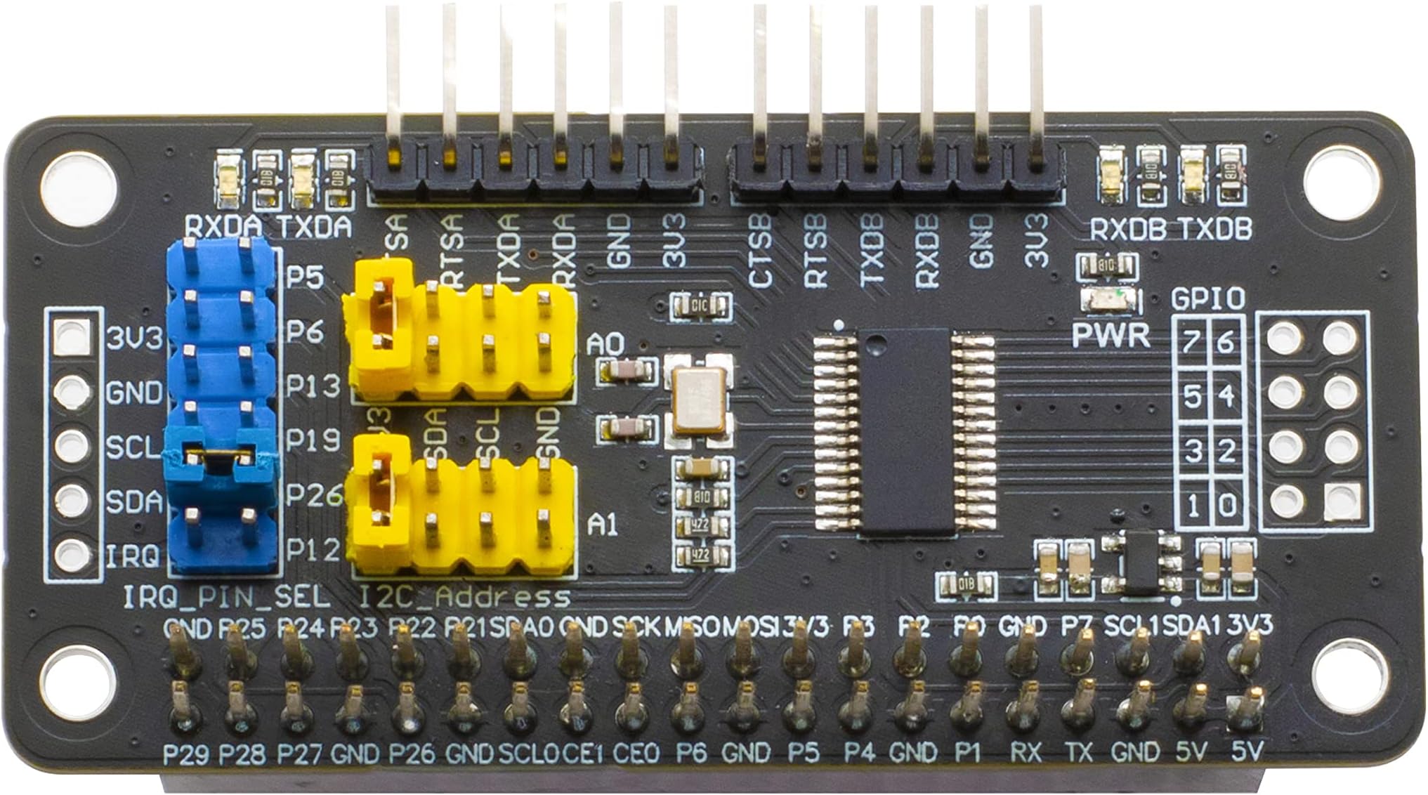 Serial Expansion Module I2C Interface, Adopt SC16IS752 UART Expansion Chip, 8-bit I/O Expansion, 2-Channel UART 8 GPIOs Expansion,Suitable for Raspberry Pi Zero/Zero W/Zero WH/2B/3B/3B+/4B