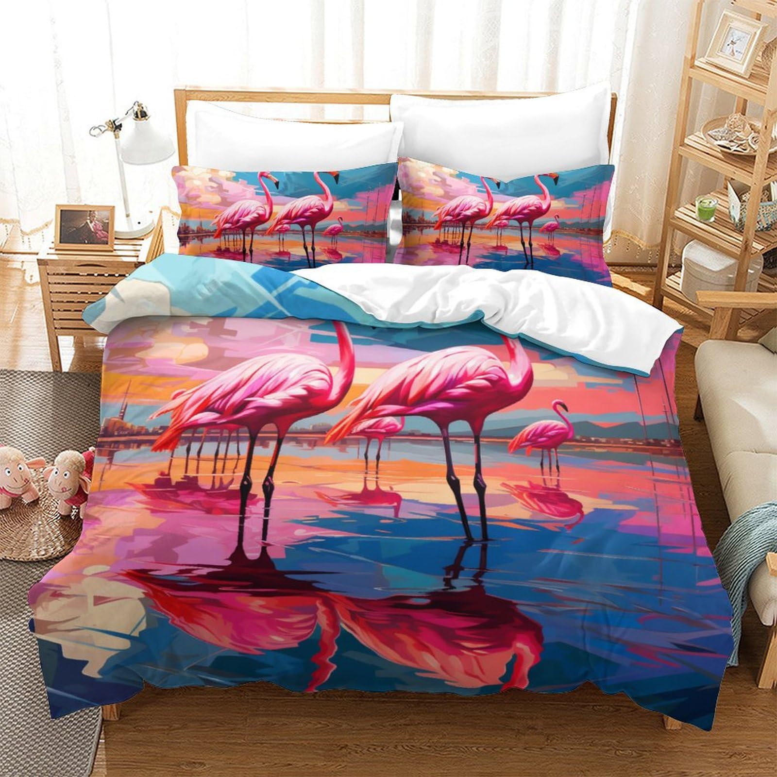 Parure de lit flamants roses 3D pour transformer la chambre des ados