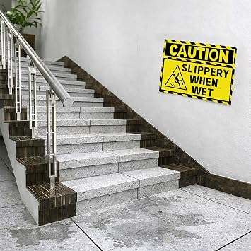 4 Pack Caution Floor Slippery When Wet Sign 5 x 8 Inch Vinyl Wet Floor Signs