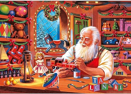 Miniatura 2 de Clementoni - Christmas Collection-Santa Works 1000-Piece Suitcase, Christmas-Made in Italy, Adult Puzzle, 39584, Multi-Colour