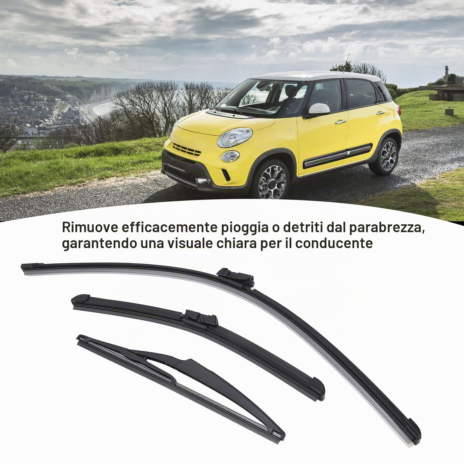 Sostituzione Spazzole Tergicristallo per 500 500C 500L Dal 2009 Al 2023, Set Spazzole Tergicristallo Anteriori Posteriori, Spazzola Tergicristallo Anteriore Posteriore