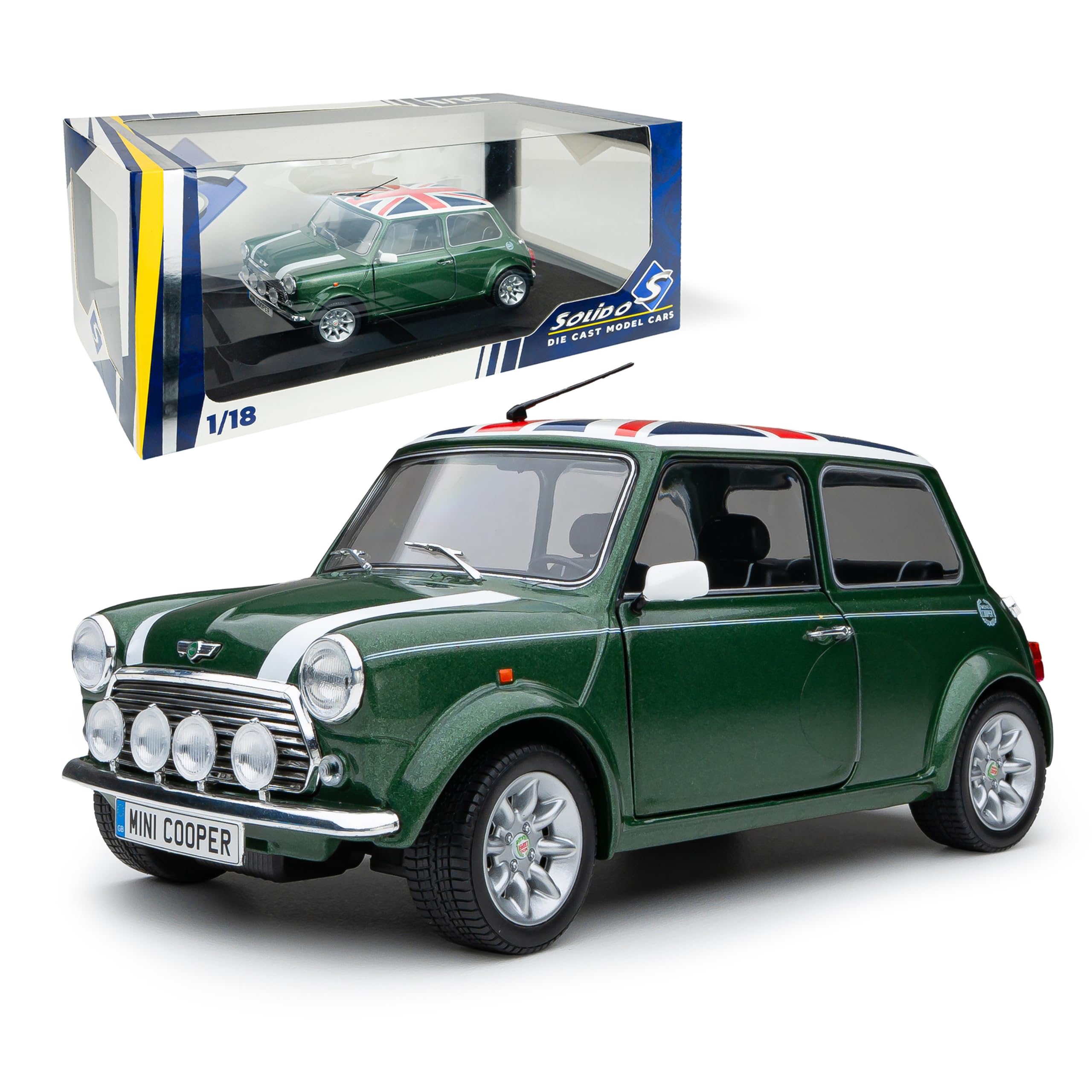 1:18 Mini Cooper Sport British Racing Green & Flag 1997