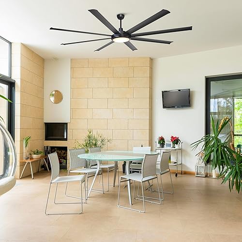 Miniatura 3 de Parrot Uncle Ventiladores de techo con luces y control remoto, ventilador de techo industrial negro de 75 pulgadas con luz LED para dormitorio, sala