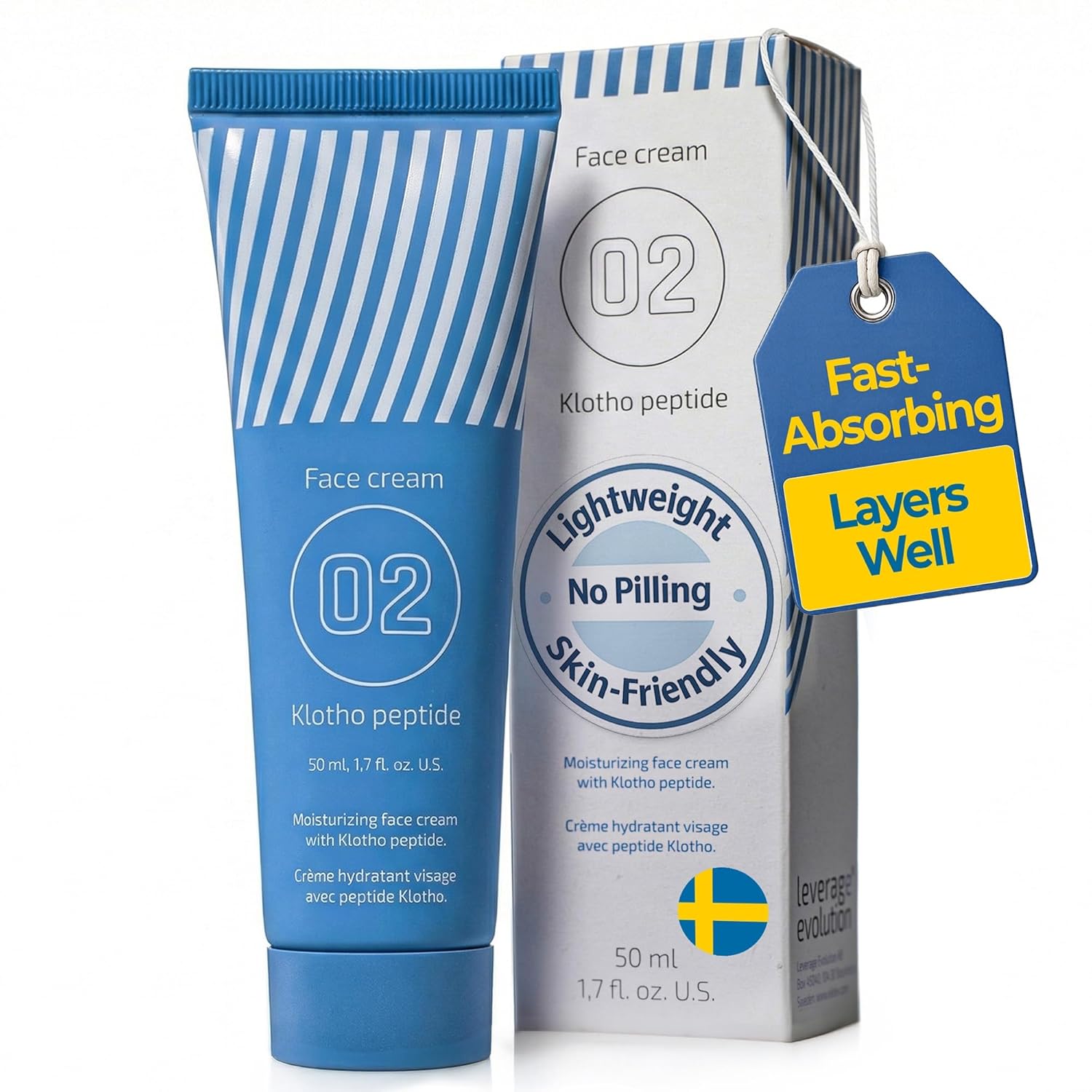 EiE 02 Klotho Peptide Cream Face Moisturizer – Rare Groundbreaking Peptides Face Cream for Women with Hyaluronic Acid, Sagging Skin, Fine Lines and Wrinkles Treatment, Made in Sweden, 1.7 fl. Oz