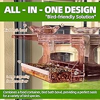 Vista 3 de Comedero para pájaros con ventana con ganchos autoadhesivos que no dejan marcas, transparente y transparente, regalo de observación de aves