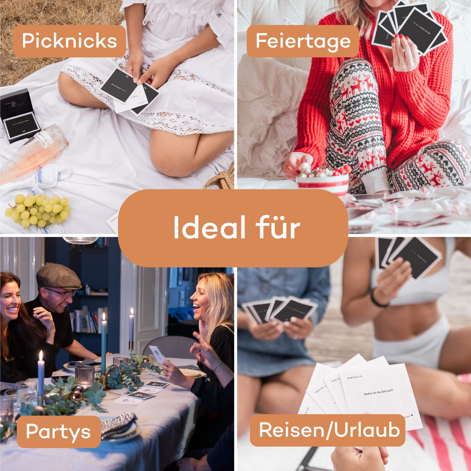 Vertellis Feiertage Edition - 46 Sinnvolle Fragen für Verbindende GespräChe - Bewusste Offline-Zeit, Tiefere Konversation, Ideal für Familie & Kollegen