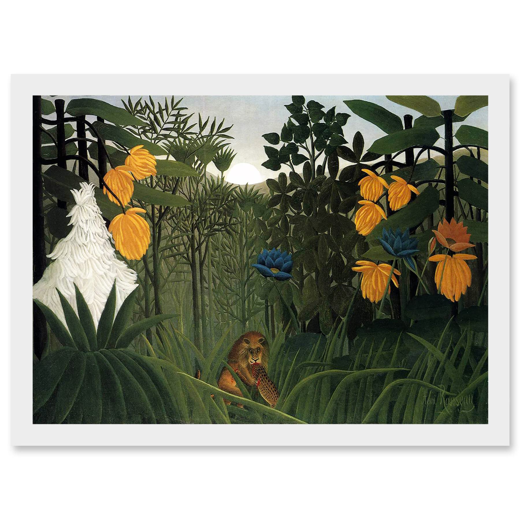 Artery8 Painting Henri Rousseau The Repast Of The Lion Artwork Framed Wall Art Print A4