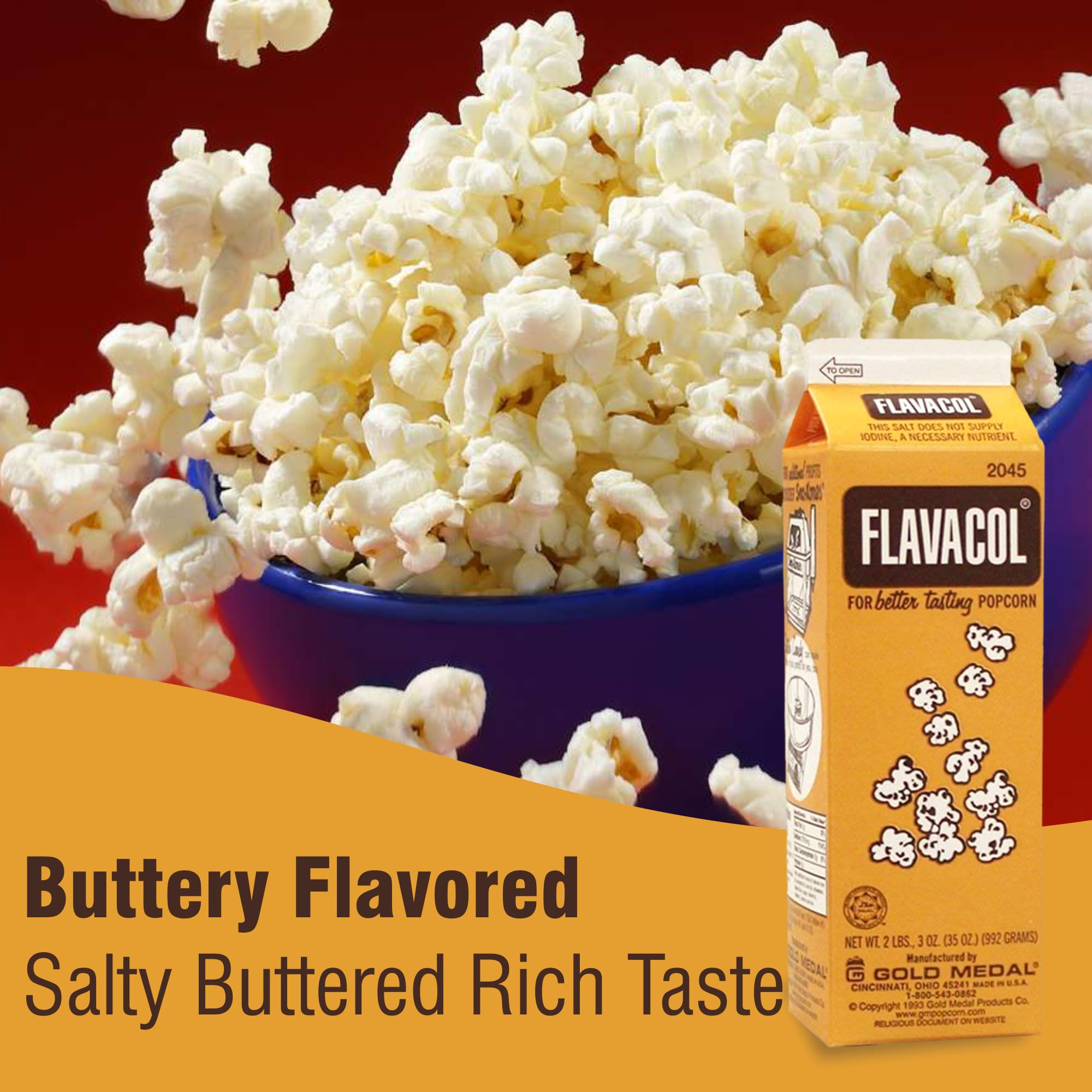 Concession Essentials Flavacol Popcorn Lot de 3 paquets de sel d'assaisonnement 992 g par paquet Total 2976 g