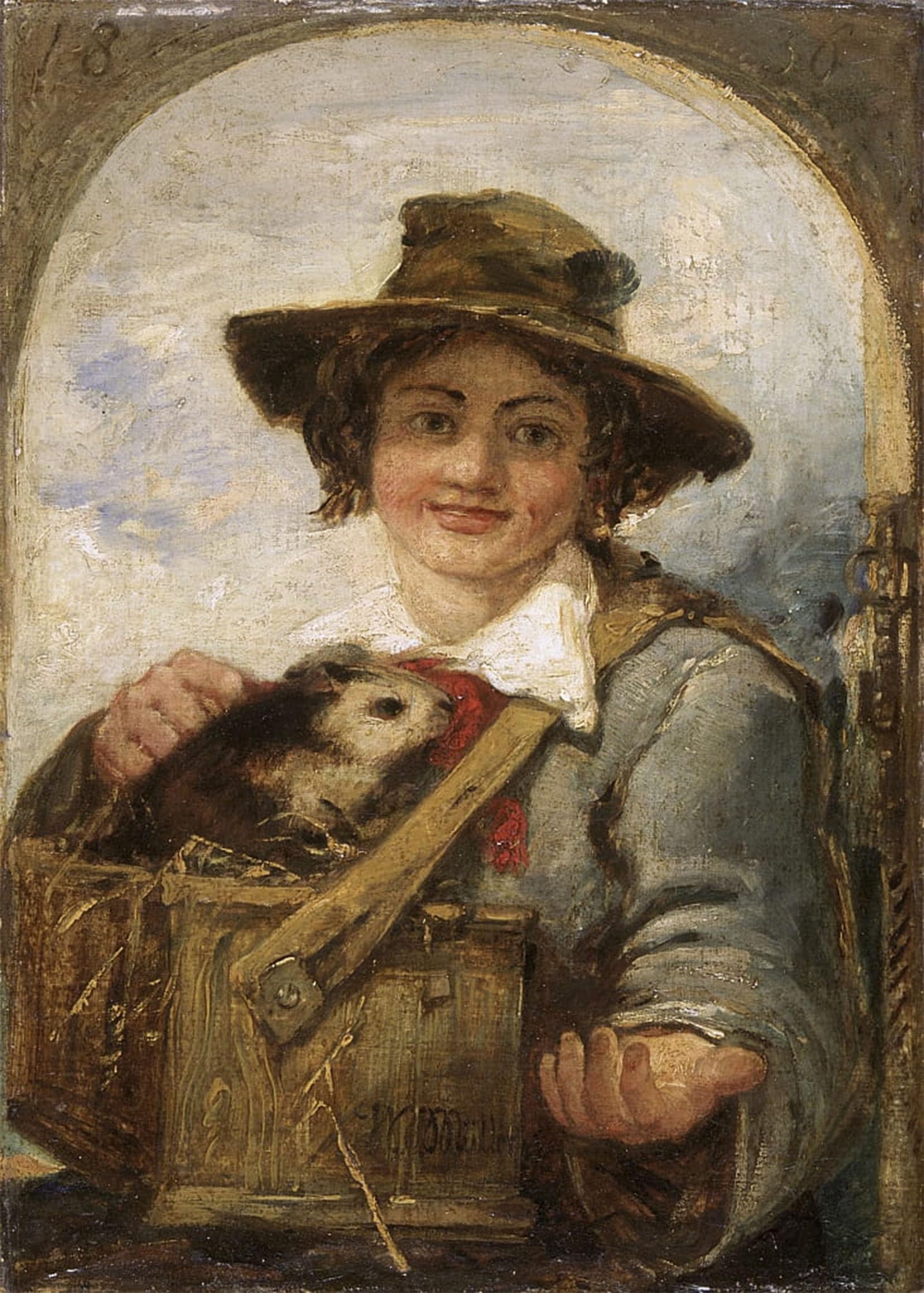 HRJUBWREE Vintage Poster Photo Wall Print Mural Artwork Italian Boy with a Guinea Pig by William Muller Art Prints Painting for Home Decor 60x90cm
