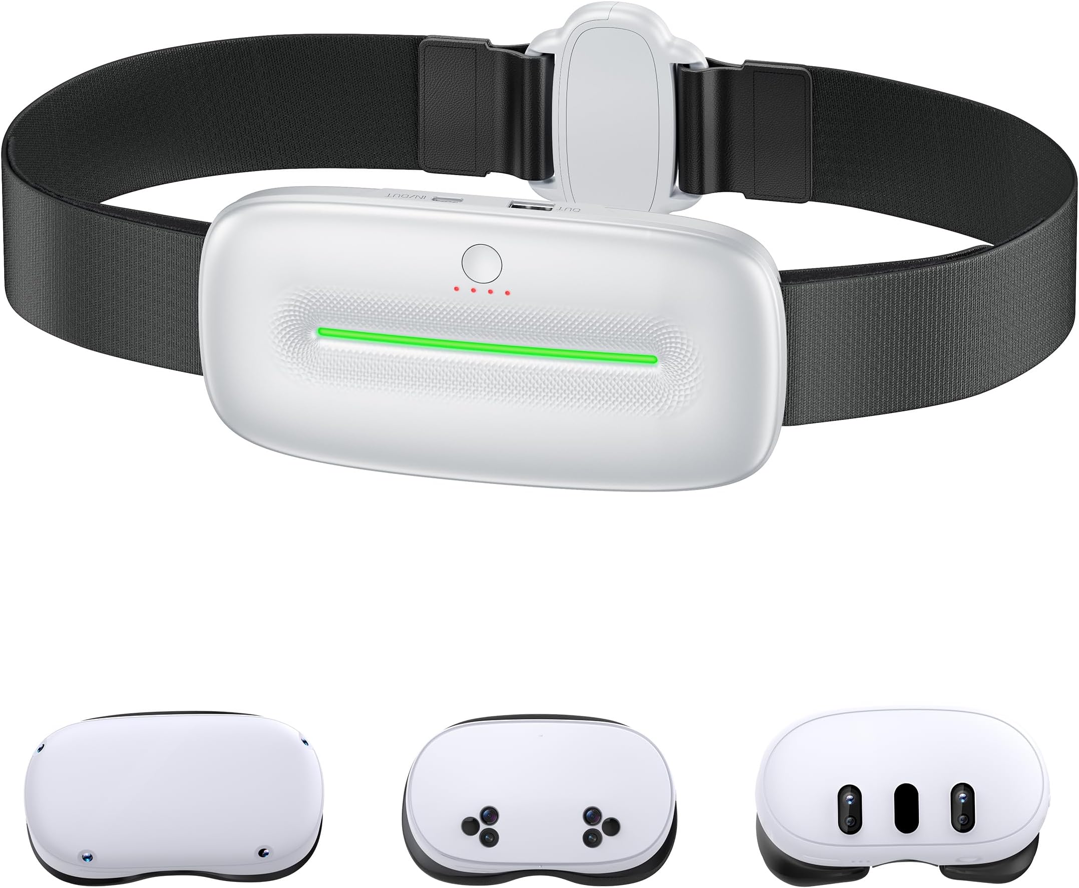 DXKK Waist Belt Battery Pack for Meta Quest 3/3S/2/Oculus quest 2, 12000mAh Capacity, 20W Fast Charging to Extend 5-7 Hrs Playtime for VR Headset, Charge Your Phone & More
