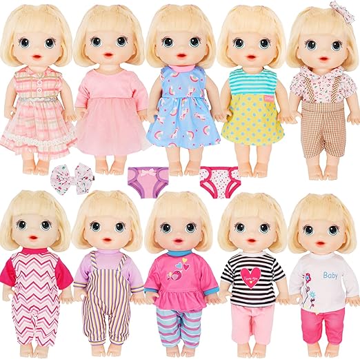 Alive Cute Baby Doll Clothes and Accessories, 10 Set Baby