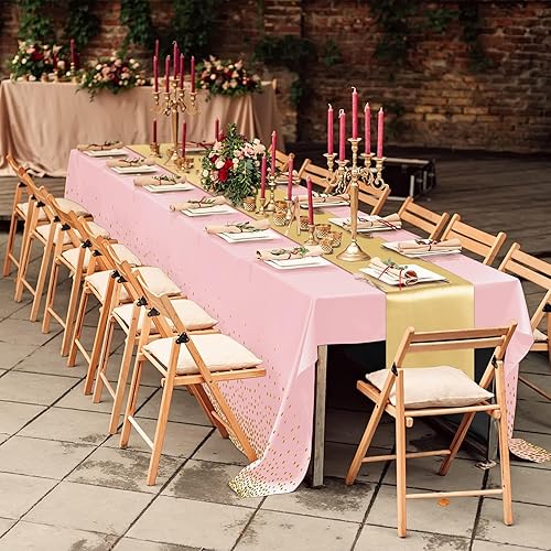 Vista 81 de Tudomro Juego de 16 manteles de plástico desechables y camino de mesa satinado de 54 x 108 pulgadas, manteles de 12 x 108 pulgadas, para Año Nuevo