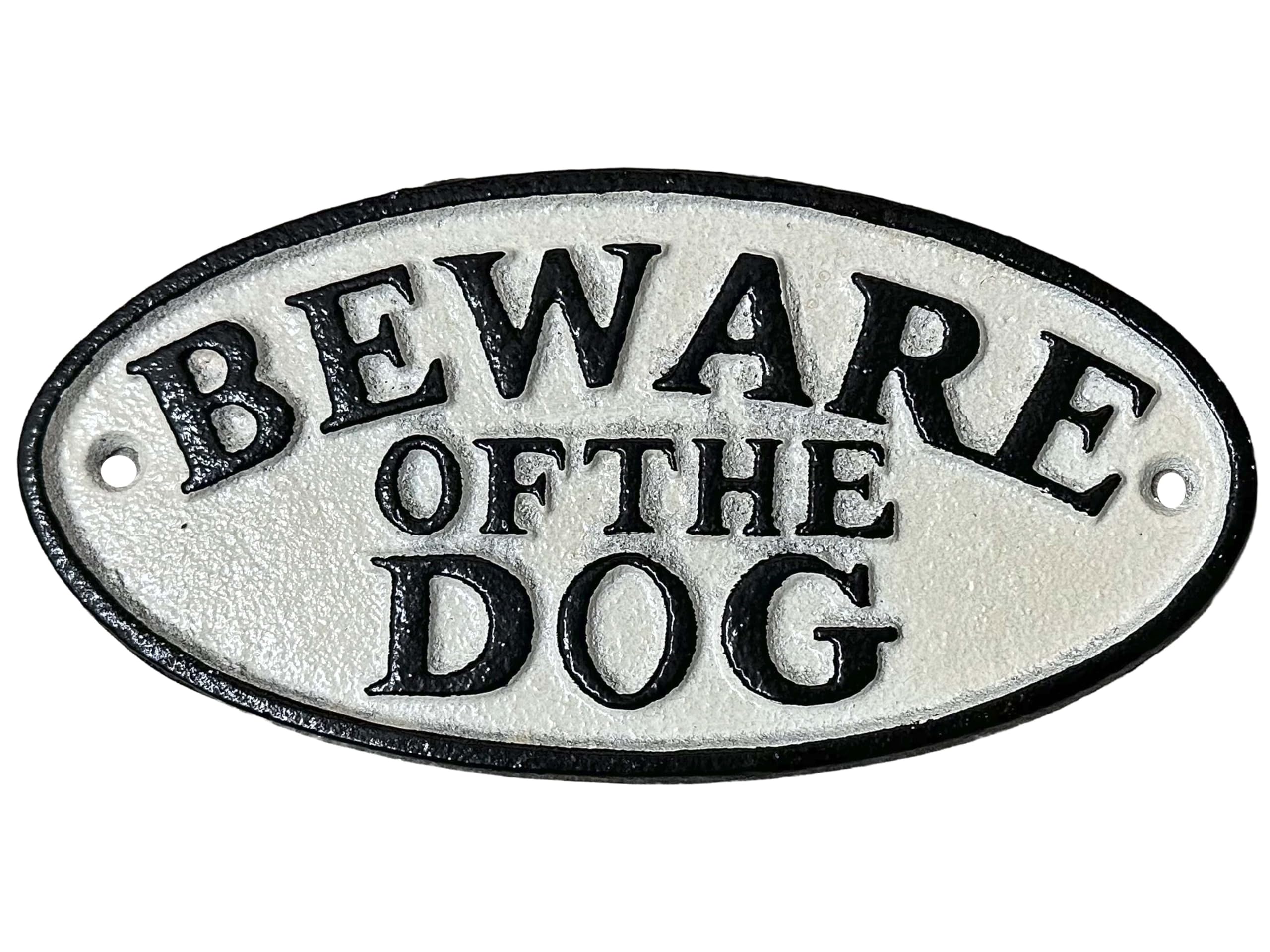 Beware Of The Dog Traditional Cast Iron Metal Sign Rustic Plaque Painted Sign