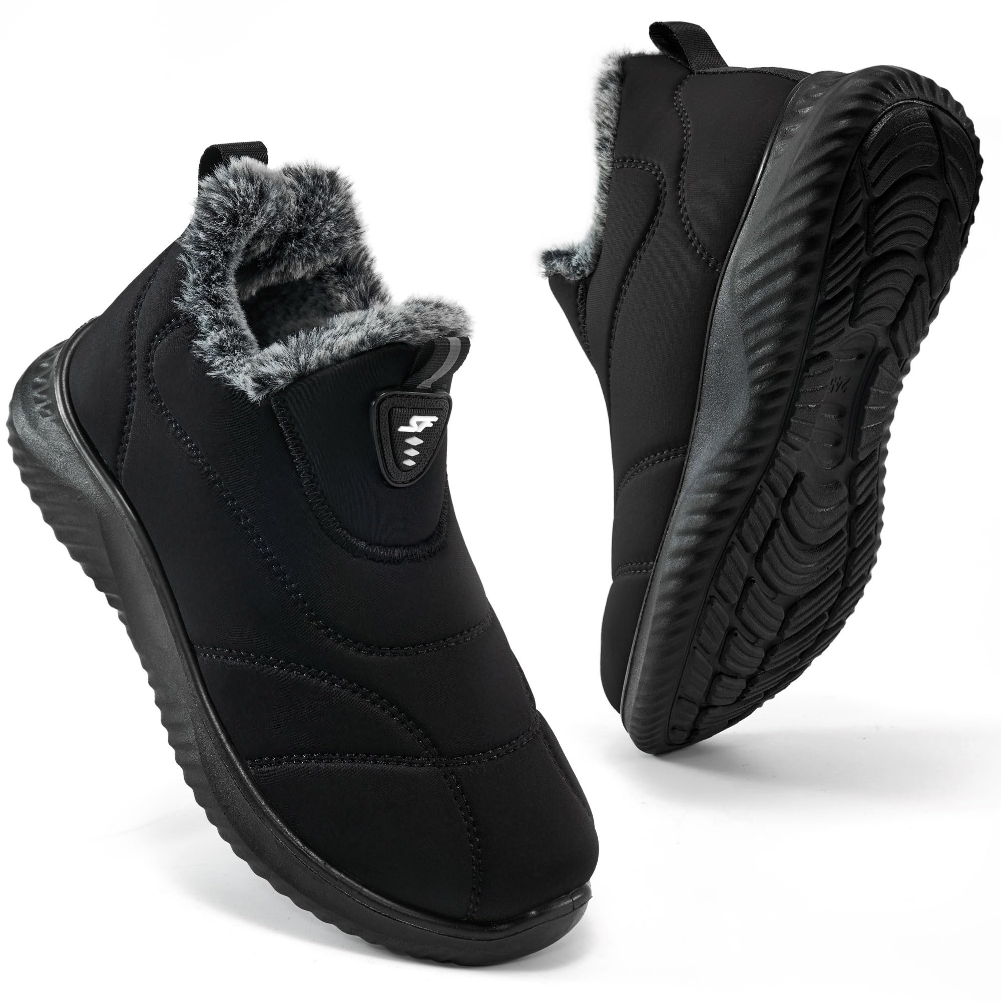 FUDYNMALC Womens Snow Boots Winter Shoes: Warm Fur Lined Slip On Ankle Booties Lightweight All-Day Comfort Outdoor Footwear for Walking