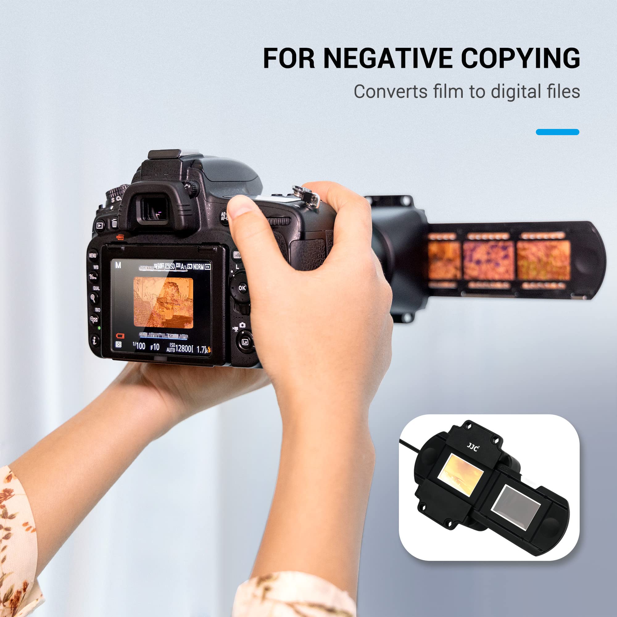 JJC - Adaptateur de numérisation de film ES-2 avec ensemble de lumière LED USB 6500K, scanner de copie de film négatif Convertit les négatifs 35 mm en JPEG numérique