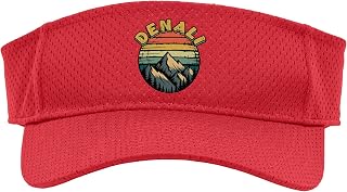 Denali National Park Retro Outdoors Mount Denali Alaska Sport Sun Visor, Youth, One Size, Red