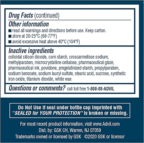 Vista 13 de Advil Analgésico y reductor de fiebre, medicamento para aliviar el dolor con ibuprofeno 200 mg para dolor de cabeza, dolor de espalda, dolor