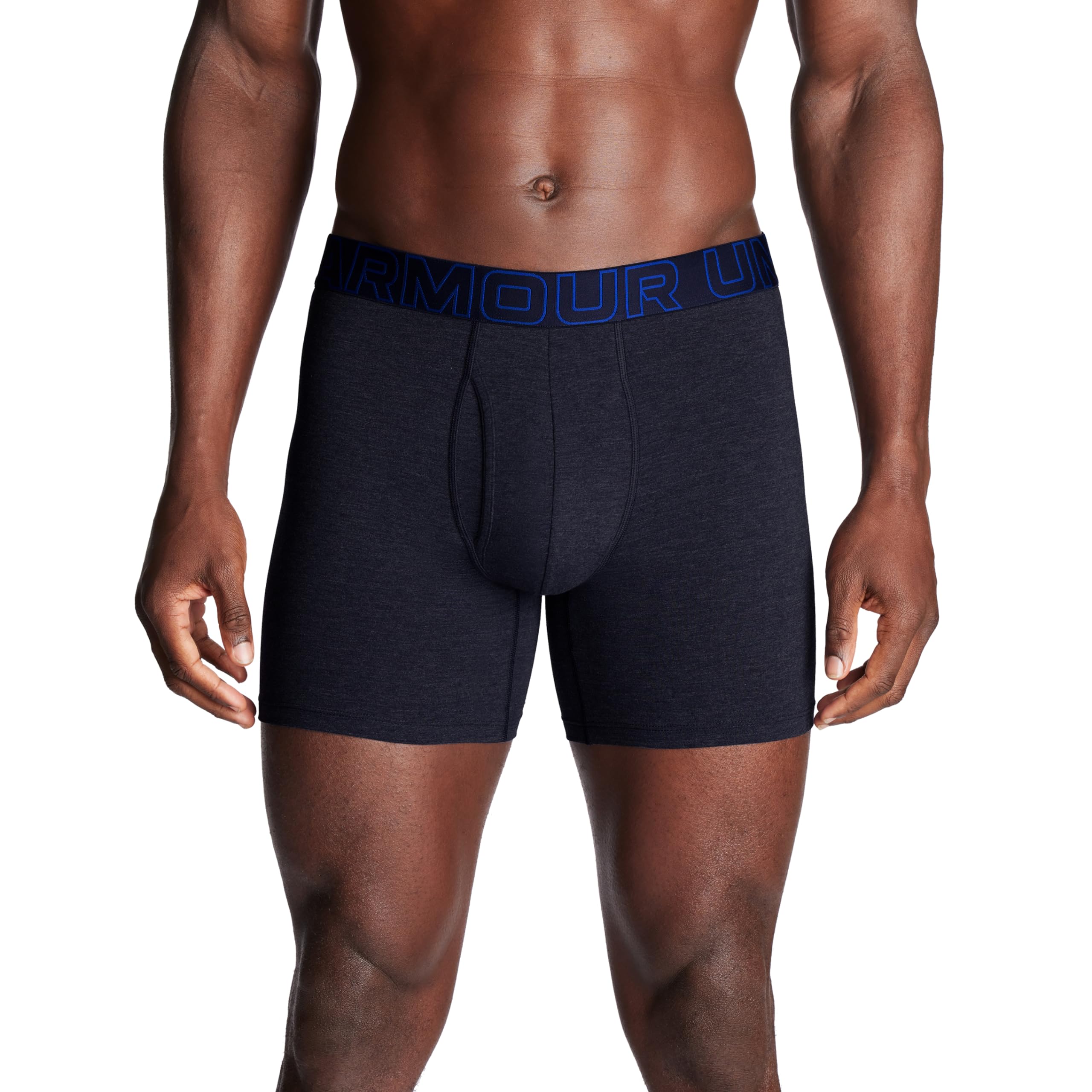Under Armour Men's Performance Cotton 6" 3 Pack Solid Boxer Briefs, Boxers de los Hombres, Midnight Navy Heather/Steel Heather/Royal,