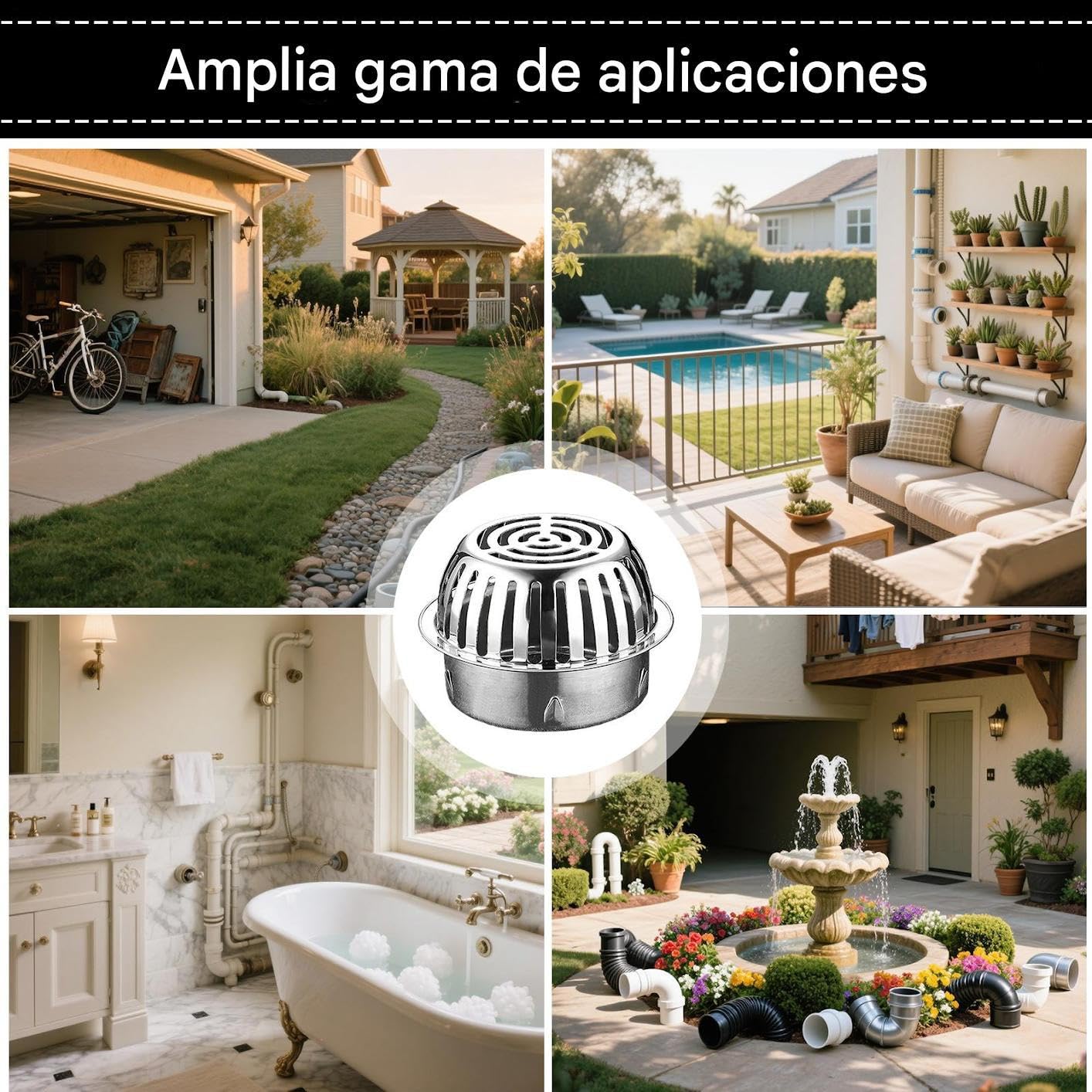 Tapa De Desagüe - Colador de Sumidero para Suelos de Restaurantes,Recoge Pelos Abovedado En Acero Inoxidable Evita Obstrucciones para Interior Y Exterior