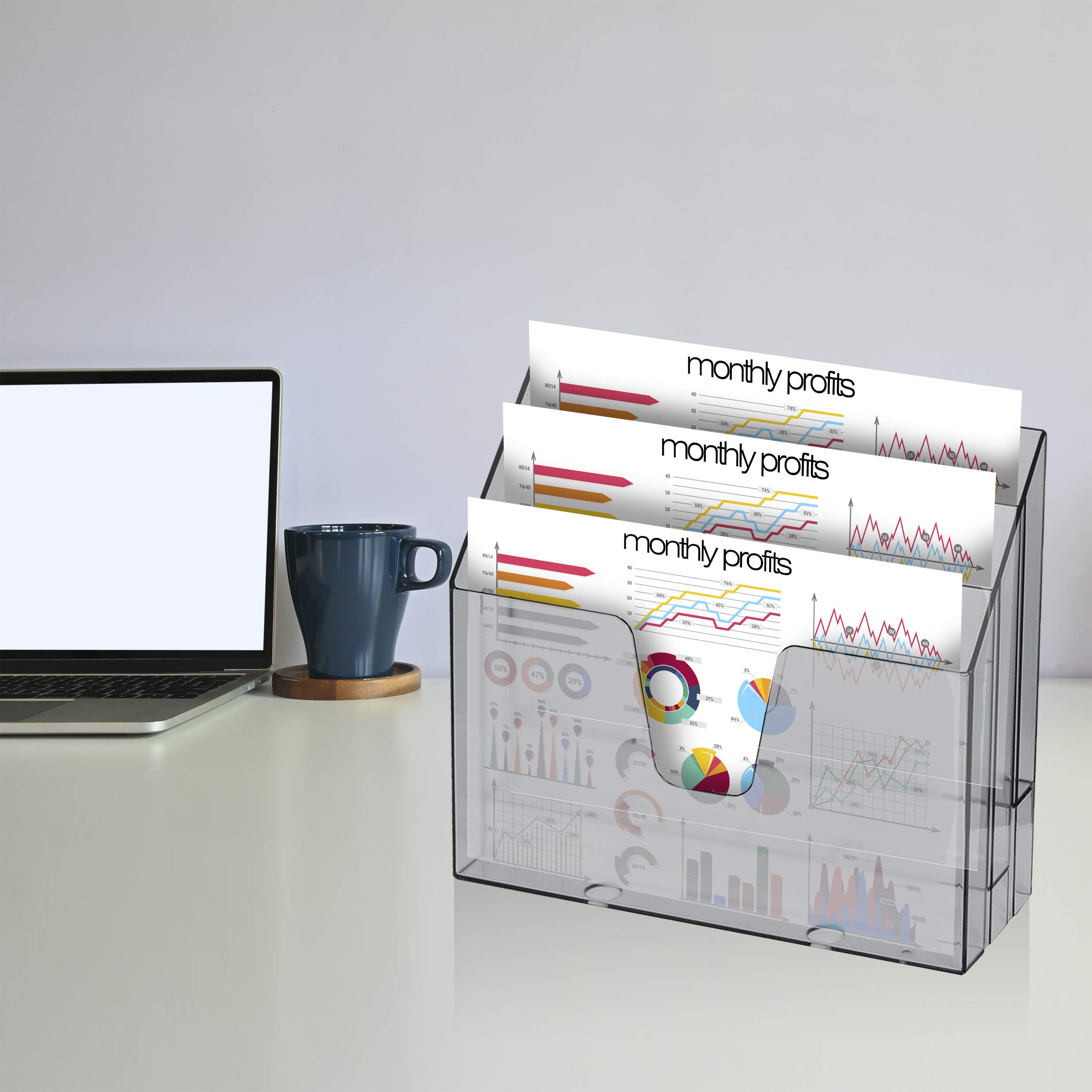 Acrimet Organizzatore di Cartelle Portadocumenti Orizzontale Triplo (Fumo)