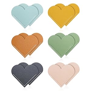 12 Pcs Leather Heart Bookmarks - Handmade Cute Page Book Marks for Reading Women & Book Lovers, Valentines Day Gifts, Teacher & Student Book Accessories for School Office Home Supplies (6 Colors)