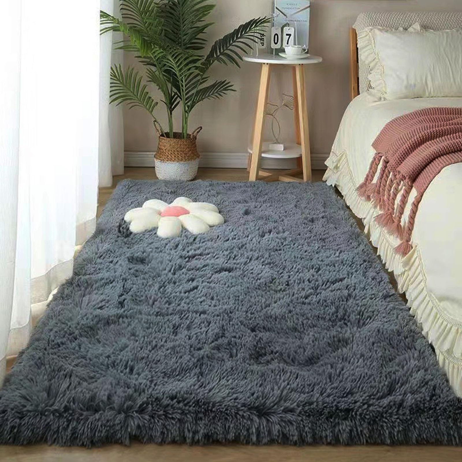 Alfombras Salón Alfombras Modernas 120 x 140 cm Modernas Pelo Largo Lavables, Suave, Esponjosa, Antideslizante Alfombra Modern de Salón Alfombra de Salon Modernas para Salón, Gris