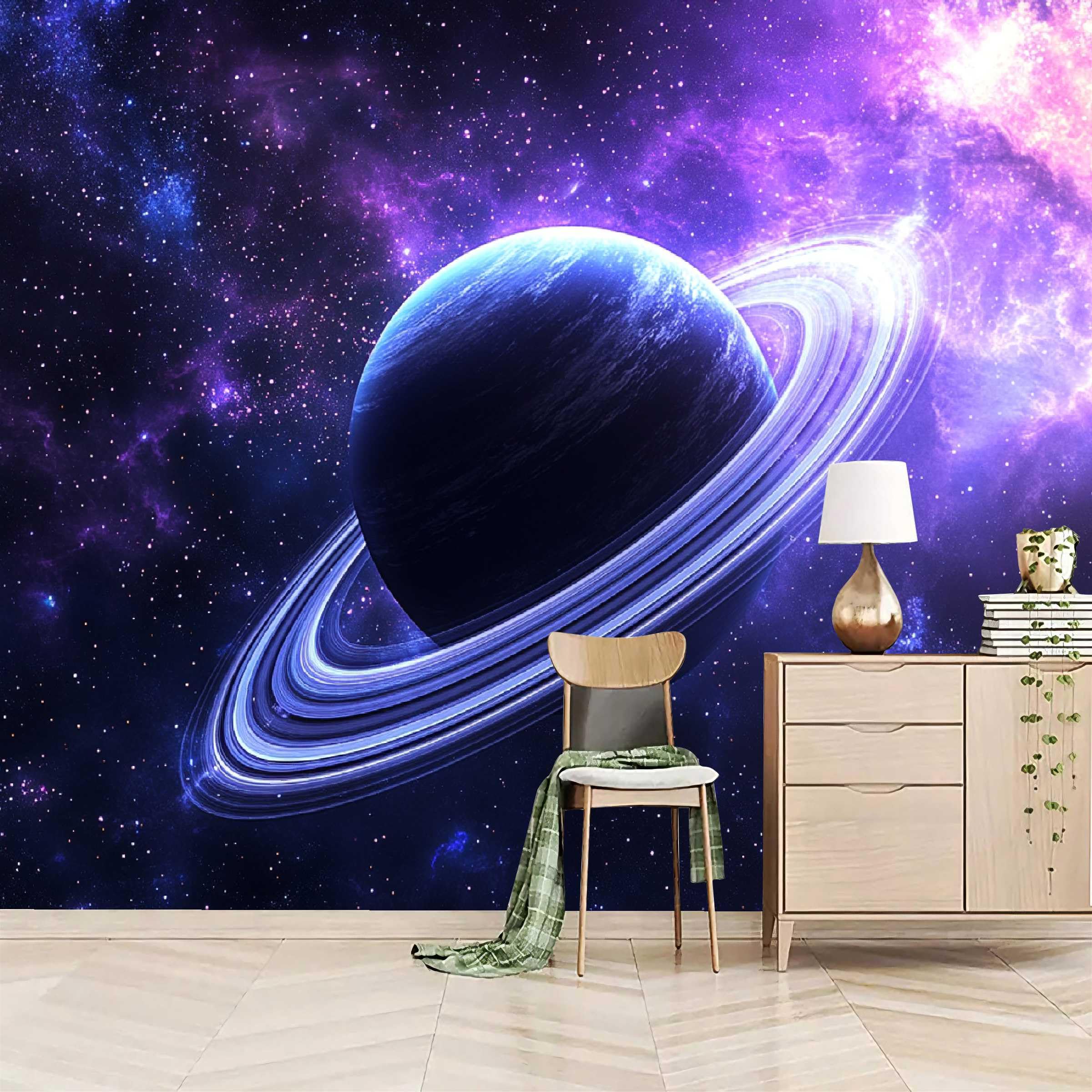 Fototapeta Saturn 250 x 175 cm, tapeta z włókniny XXL, nowoczesna tapeta ścienna, kosmos, planeta, salon, sypialnia, efekt 3D, dekoracja ścienna, galaktyka, do pokoju dziecięcego, jadalni