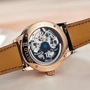 Orologio Automatico OBLVLO Lusso Oro Rosa – Quadrante Scheletro, Vetro Minerale, Cassa 42mm, Impermeabile 50m - 2