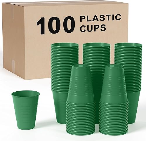 Miniatura 9 de Exquisite Vasos de plástico desechables de color verde esmeralda, paquete de 100 vasos de plástico de 12 onzas, vasos desechables de colores, vasos