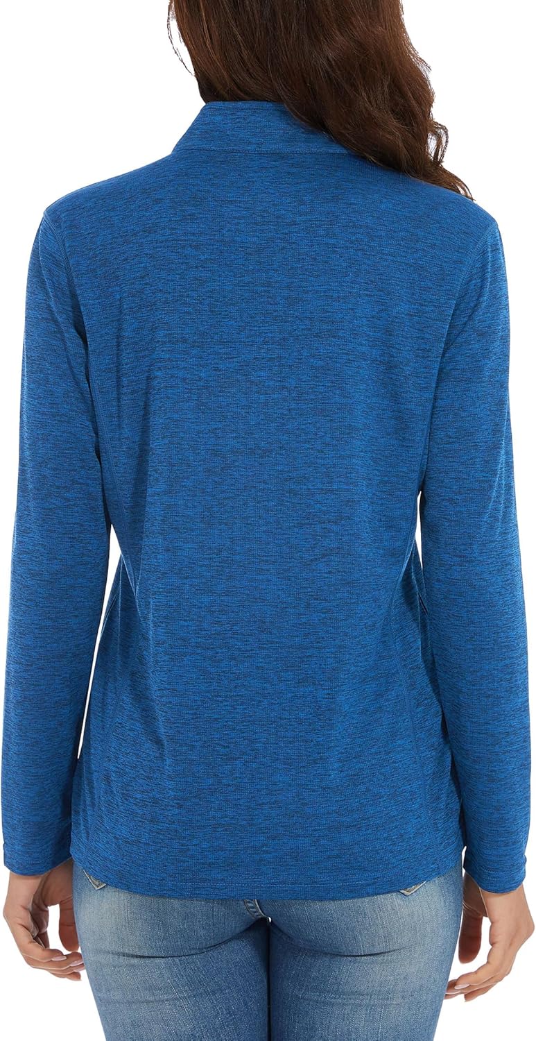 MAGCOMSEN Women's UPF 50+ Sun Shirts Long Sleeve 1/4 Zip Pullover Quick Dry Workout Hiking Tops Running Athletic Shirts