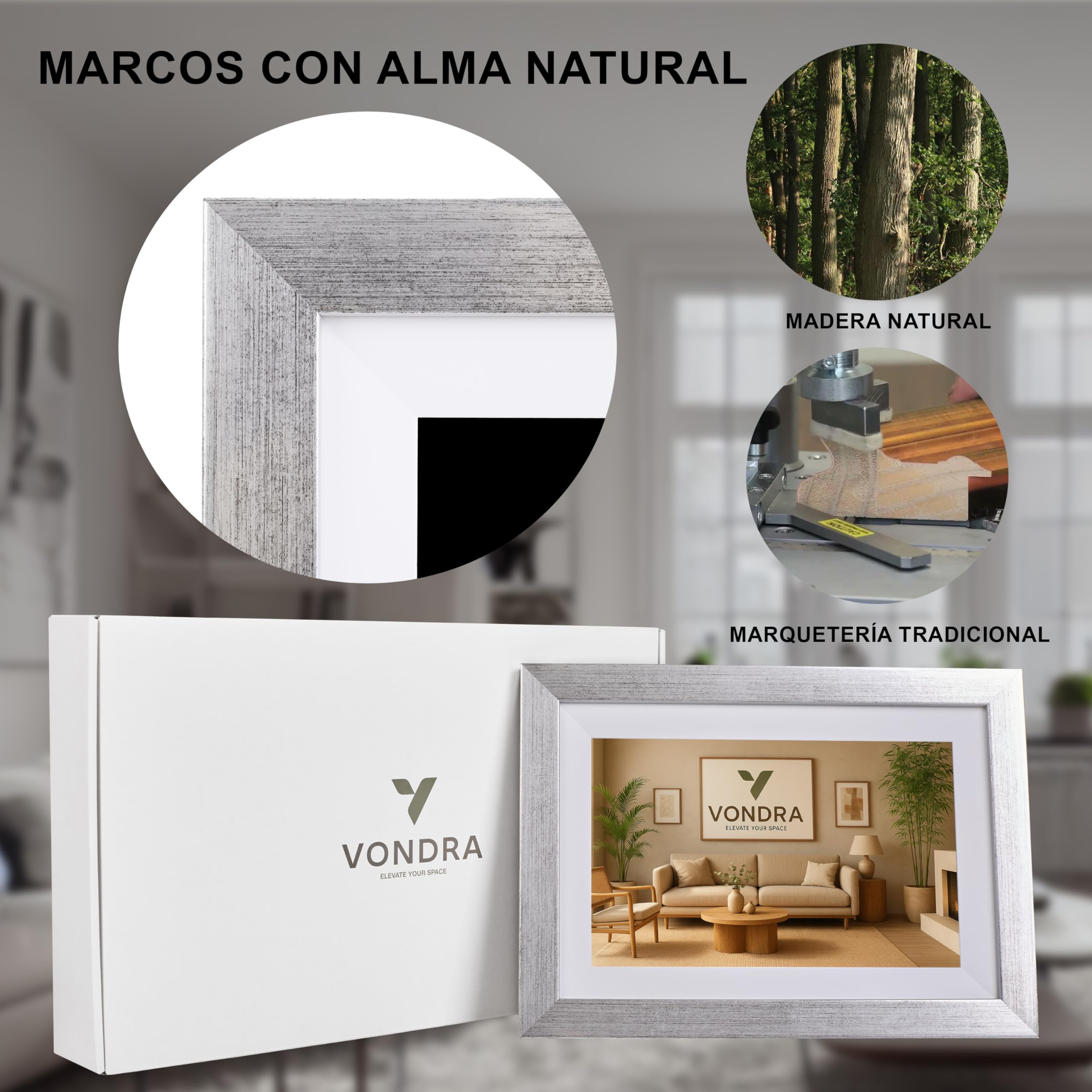 Marco de Fotos Digital WiFi Moldura Digital en Madera Natural 32GB Digital Photo Frame Pantalla Táctil IPS 10.1” Rotación Automática Soporte USB/SD Marco Digital Comparte Fotos con Frameo (Plata)