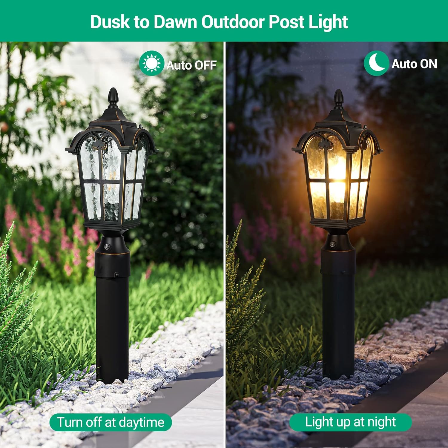 DEWENWILS Outdoor Wall Light & Dusk to Dawn Outdoor Post Light with Pier Mount Base