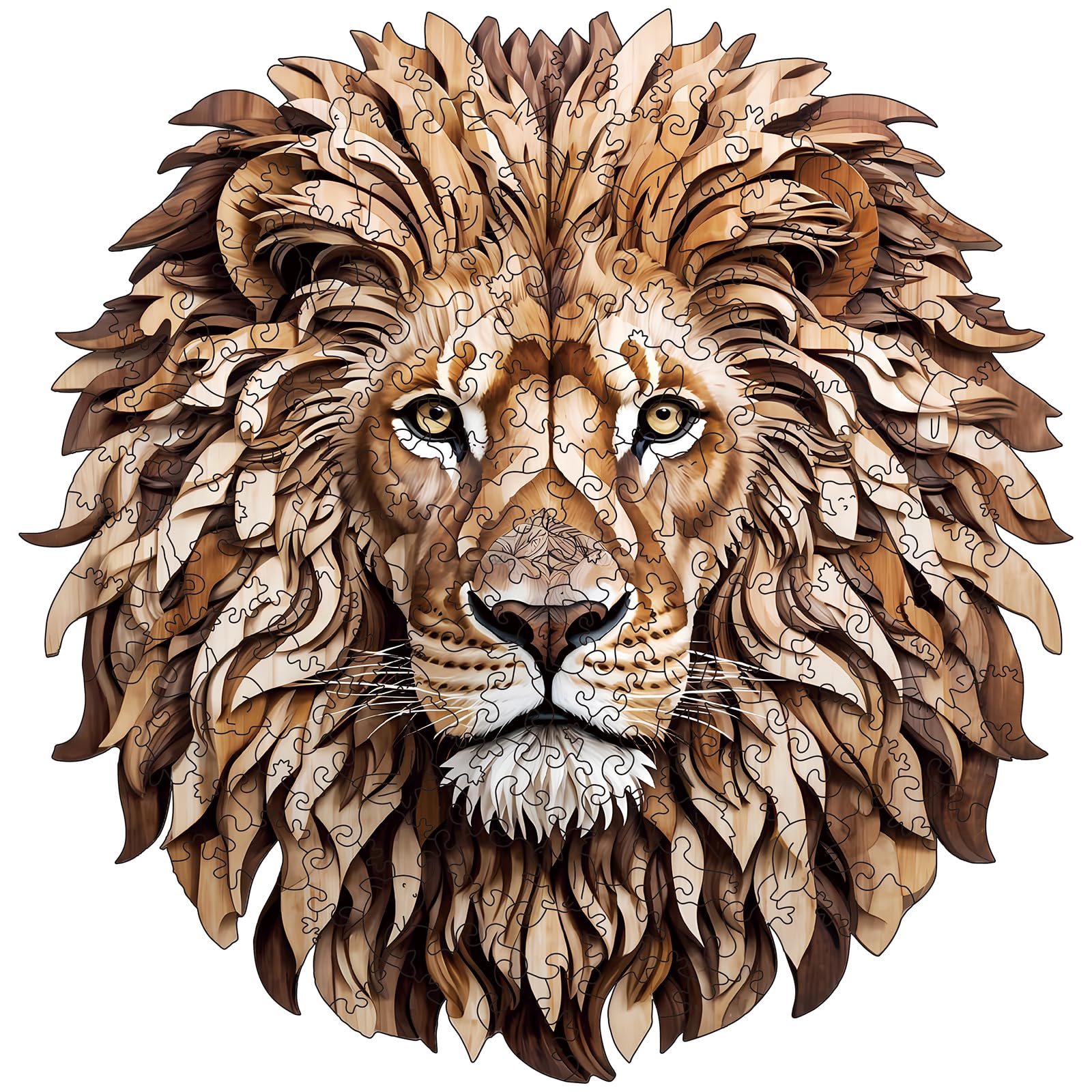 Wooden Puzzles for Adults - 200 Pieces Lion Unique Shaped Wooden Jigsaw Puzzles for Adults, Medium Size 10'' x 10.5'' Adult Wood Puzzles for Family Friend Game