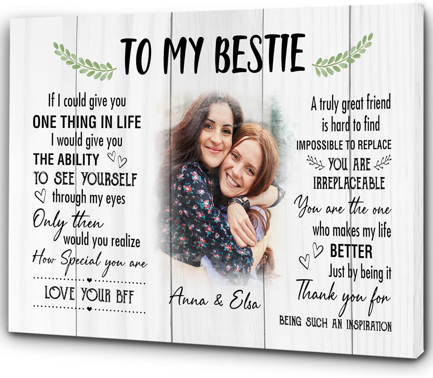 Personalized Best Friend Canvas Wall Art To My Bestie BFF